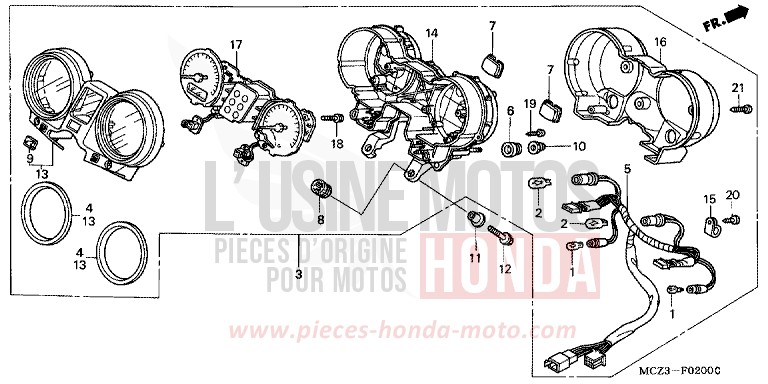 METER for Hornet 900 IRON NAIL SILVER METALLIC-U (NH167) from 2002